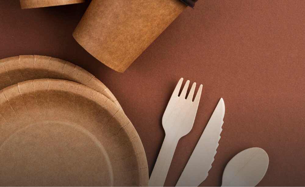 Unbranded bagasse tableware for retail programmes